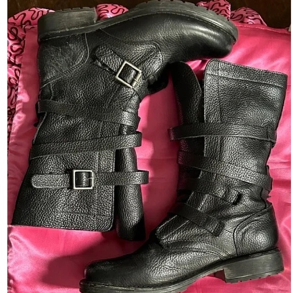 STEVE MADDEN LEATHER STRAPY COMBAT BOOTS - GREAT CONDITION 8.5M - Picture 4 of 5